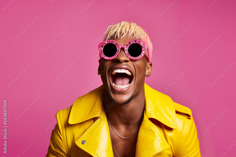 Photo of black african american male very happy in suit in studio shot Photo of black african american male very happy in suit in studio shot