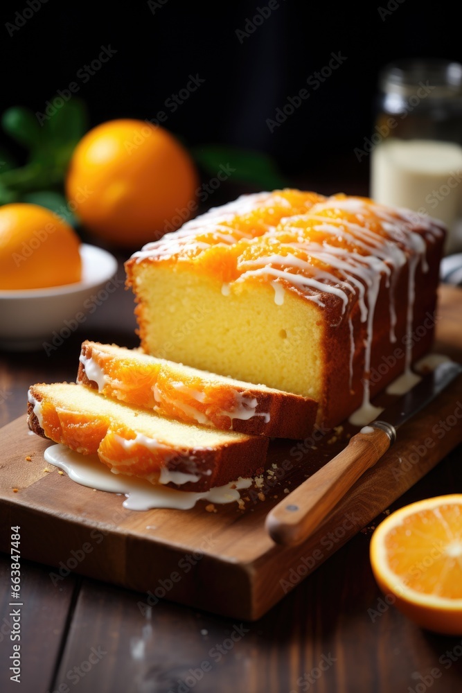 lemon loaf cake decorated with sugar icing. AI Generated lemon loaf cake decorated with sugar icing. AI Generated