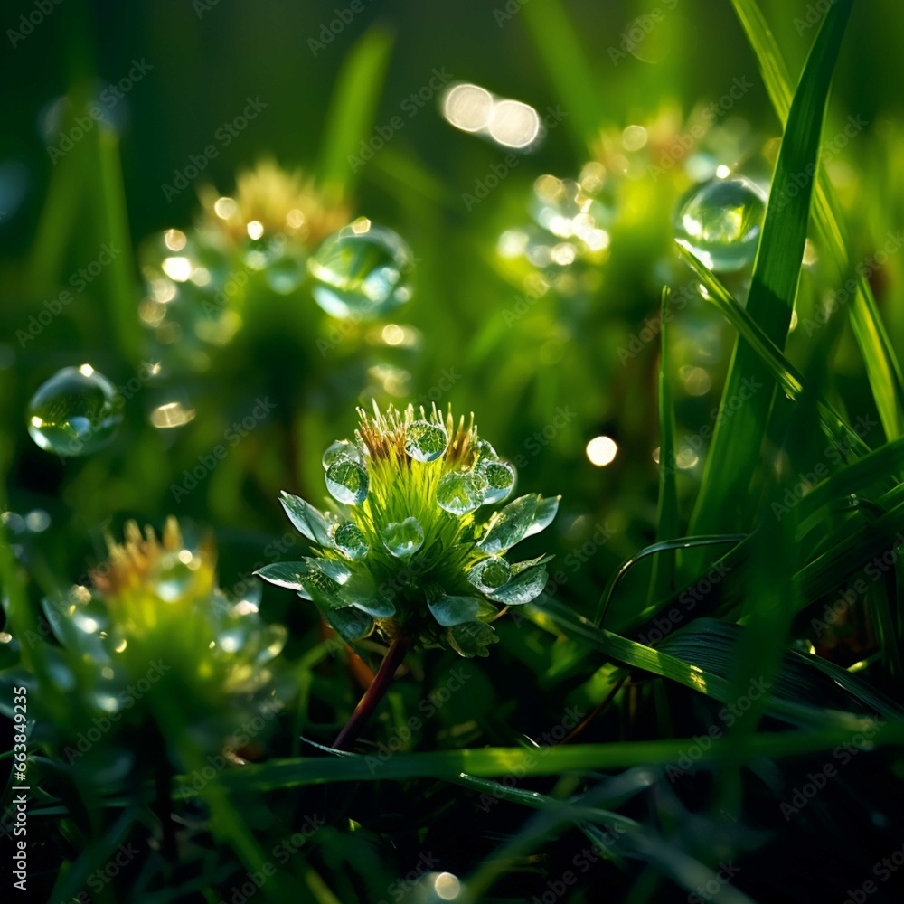 Beautiful spring flowers in the morning dew on the grass. Beautiful spring flowers in the morning dew on the grass.