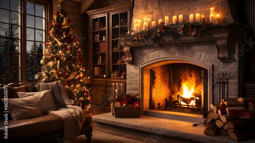 Room decorated with Christmas lights