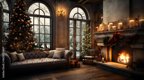 Room decorated with Christmas lights © Kanok.w.kanok2023