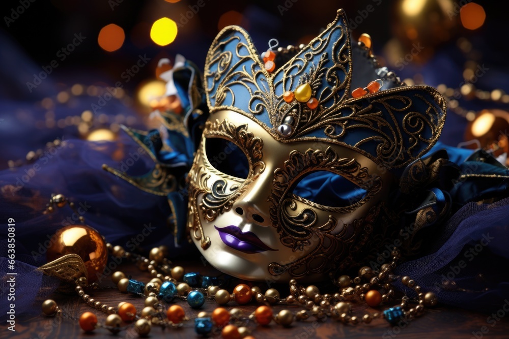 Mardi gras mask on dark background. AI Generated Mardi gras mask on dark background. AI Generated