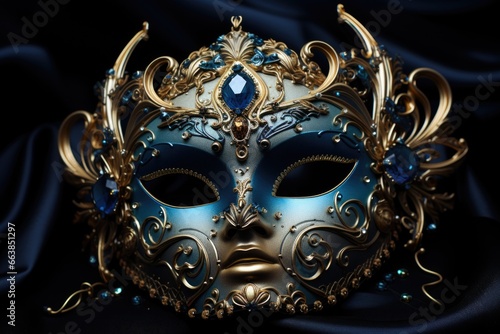 Mardi gras mask on dark background. AI Generated