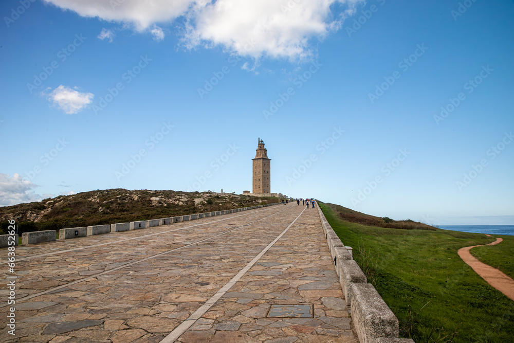 Ancient Roman lighthouse in operation, Tower of Hercules