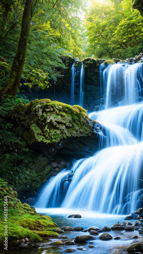 beautiful and comfortable waterfall image, AI generated