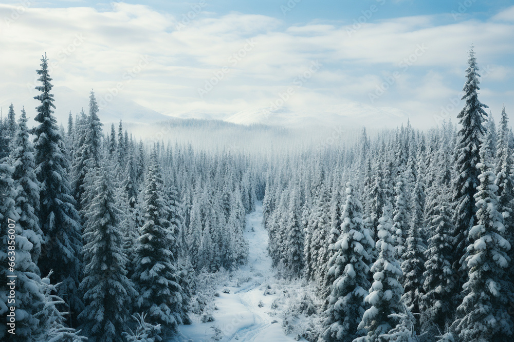 GENERATIVE AI: Morning Frost - Snow-Capped Forest in Colorado GENERATIVE AI: Morning Frost - Snow-Capped Forest in Colorado