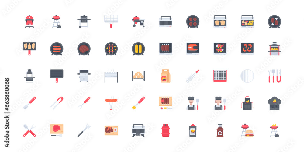 Fototapeta premium grill icon set