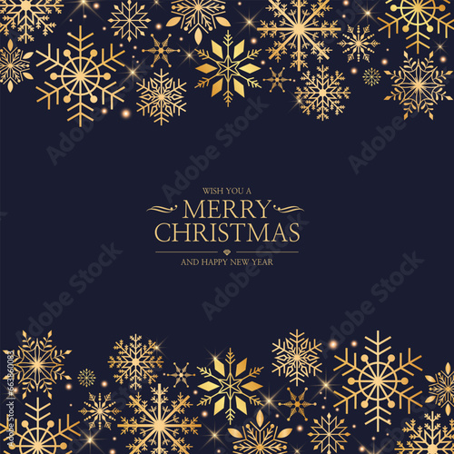 christmas background with golden snowflakes
