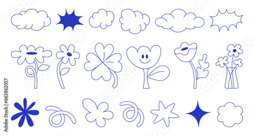 Vector illustration in trendy flat simple linear style, funny mascot and cartoon character, friendly sticker and badge for advertising, social media