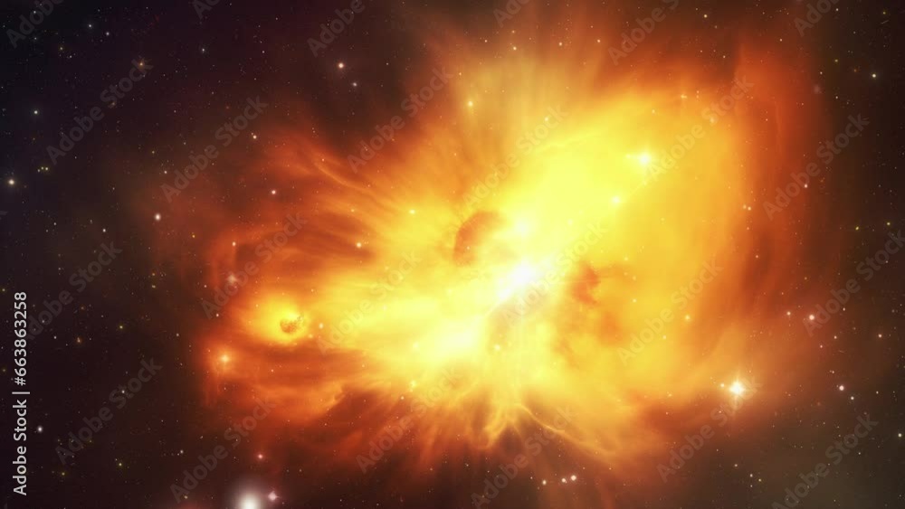 A cosmic scene featuring a bright explosion or formation emitting intense light, surrounded by dark starry fields and clouds of cosmic dust. A cosmic scene featuring a bright explosion or formation emitting intense light, surrounded by dark starry fields and clouds of cosmic dust.