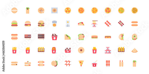 fast food icon set