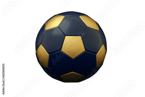 golden soccer ball  3d render isolated on transparent background
