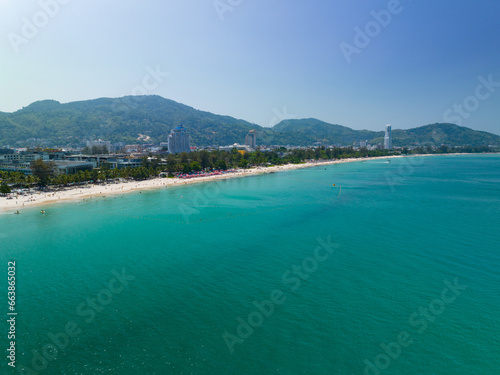 Beautiful sea landscape view at Phuket island Thailand in summer season,Drone camera view shot © panya99
