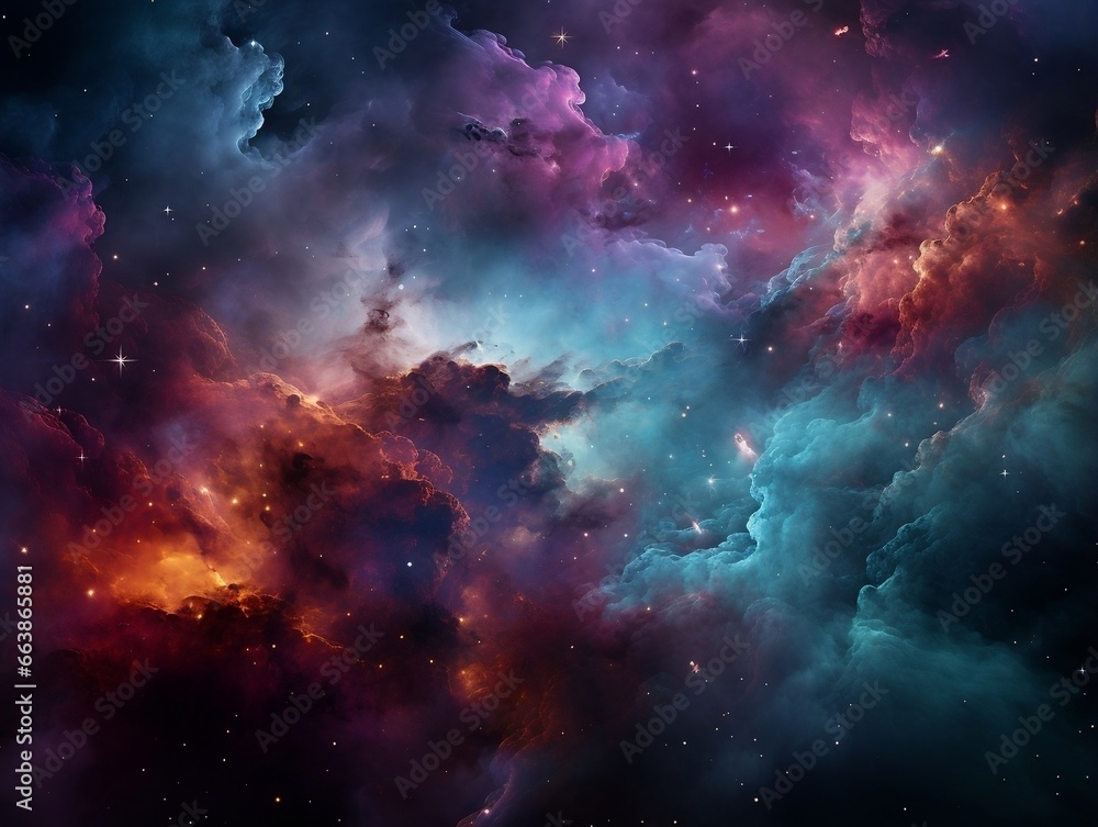 Naklejka premium Beautiful space and nebula wallpaper generative ai