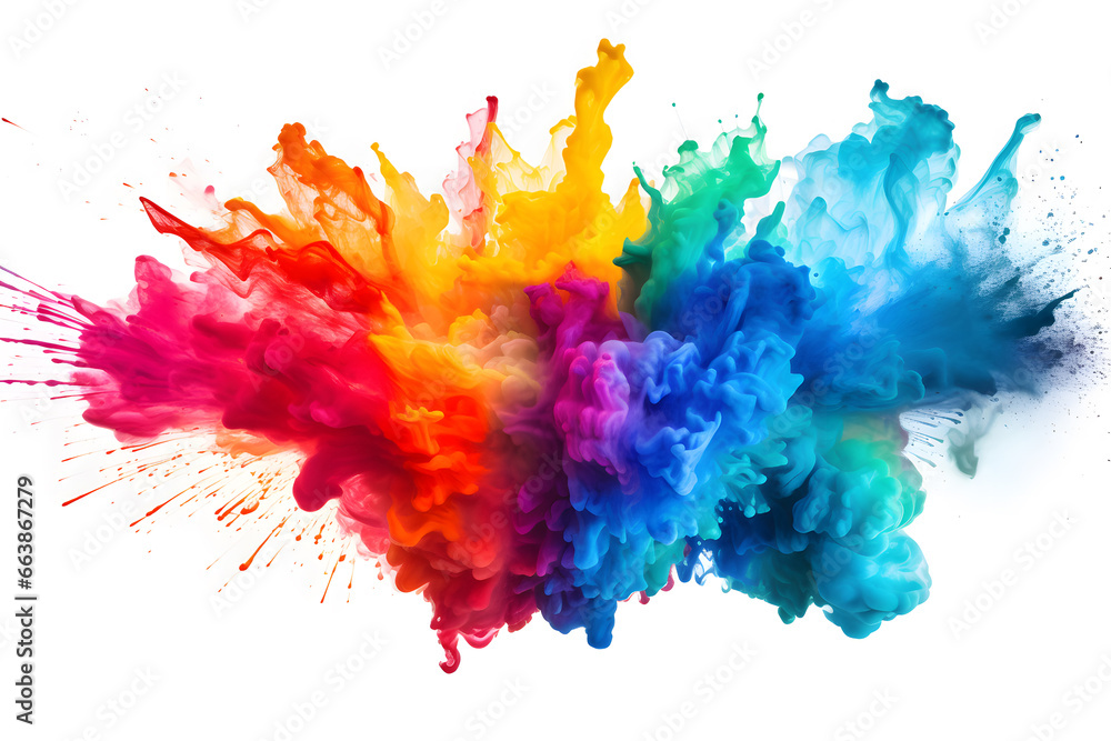 Colorful powder explosion isolated on white background Colorful powder explosion isolated on white background