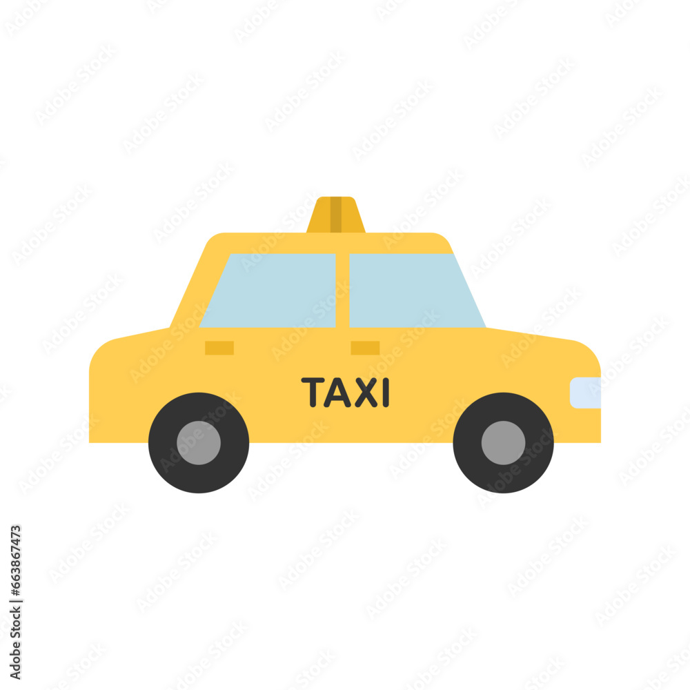 Taxi car icon, side view, isolated on white background. Taxi car icon, side view, isolated on white background.