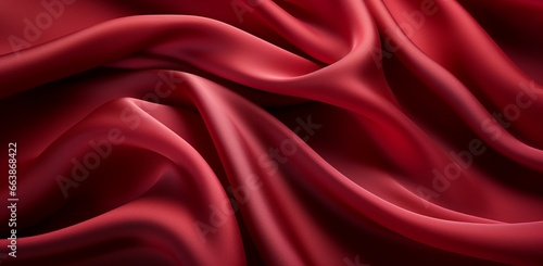 Dark elegant wallpaper made of red silk fabric. Aesthetic fashion  passion and love background. Christmas wallpaper. Generative AI.