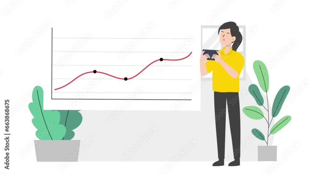 Woman with growth chart illustration design Woman with growth chart illustration design