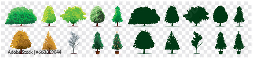 trees tree green orange collection pack isolated vector