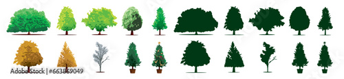 trees tree green orange collection pack isolated vector