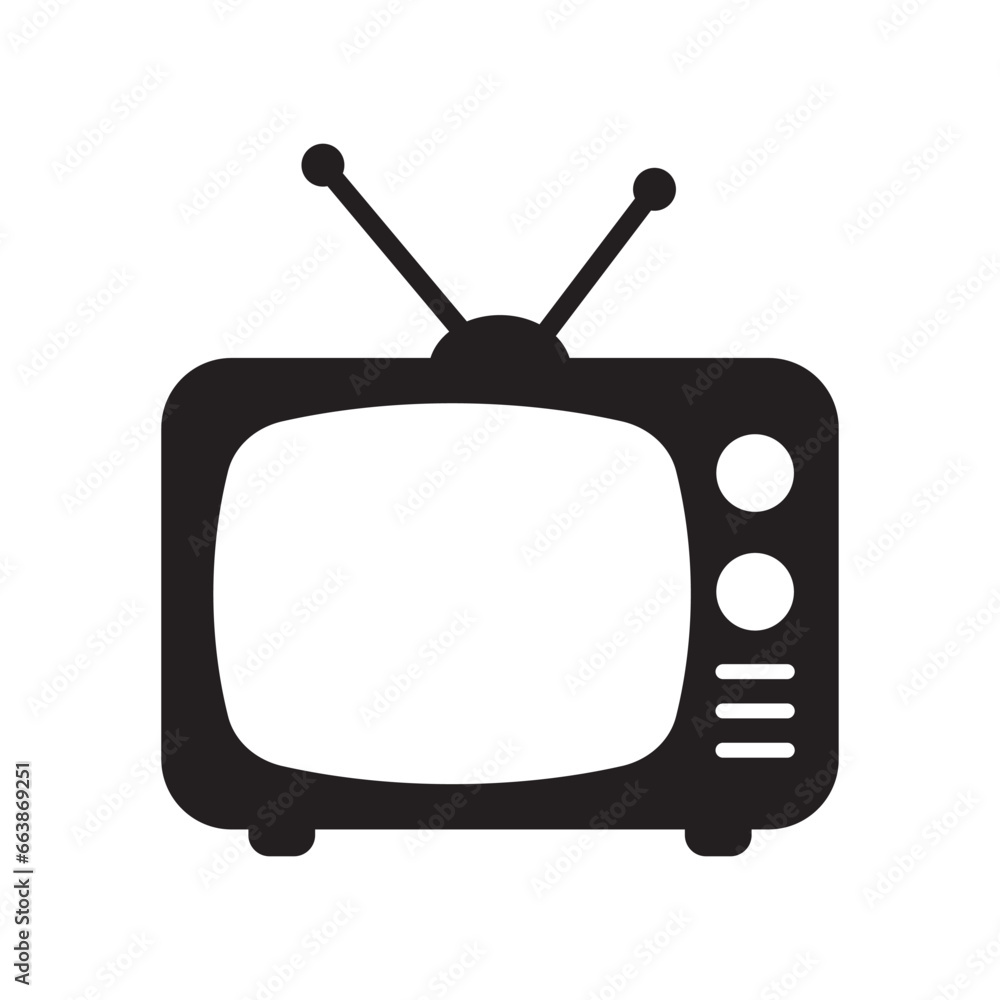 Retro TV icon in flat style, black and white retro TV icon, Vector illustration of Retro TV icon for you design. Retro TV icon in flat style, black and white retro TV icon, Vector illustration of Retro TV icon for you design.