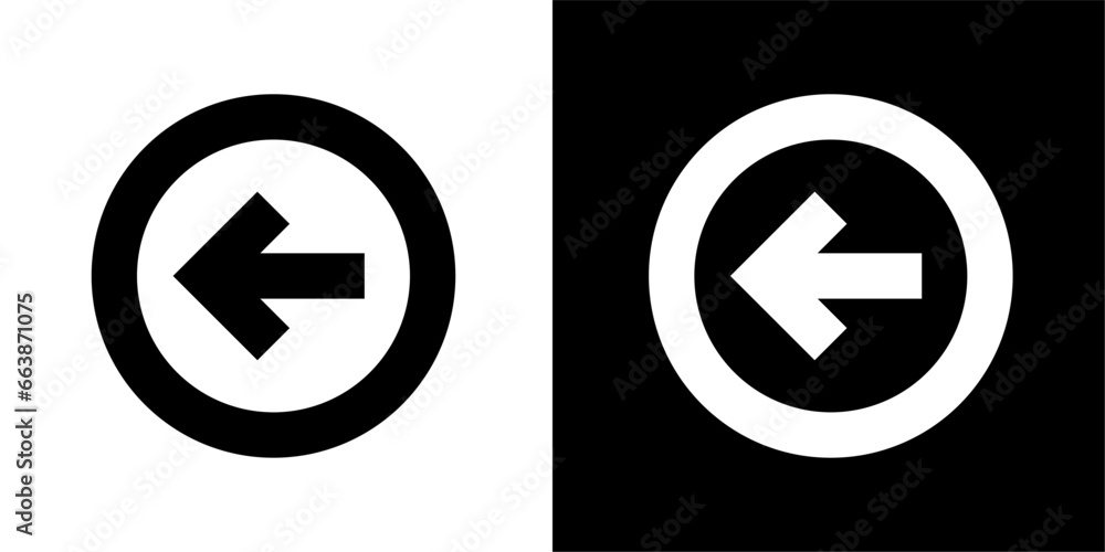 circle-arrow-left icon. Black icon. Black line icon. Business icon. circle-arrow-left icon. Black icon. Black line icon. Business icon.