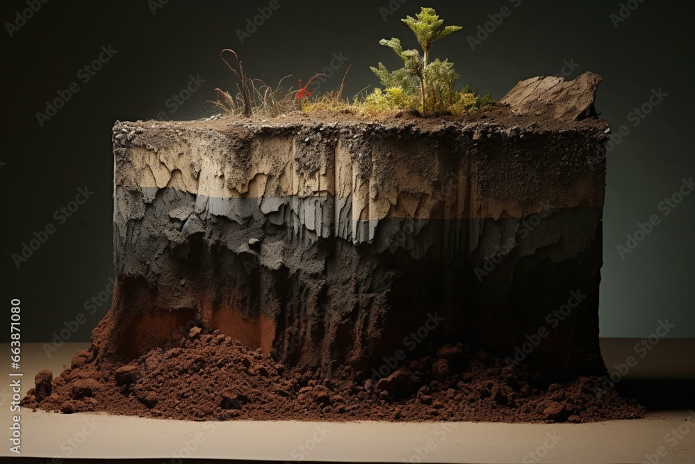Layers of soil. Generative AI - obrazy, fototapety, plakaty 