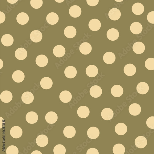 Bilde på lerret Polka dot pattern with yellow dots on green background