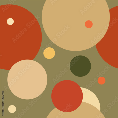 Bilde på lerret Seamless pattern with colourful overlapping circles on green background