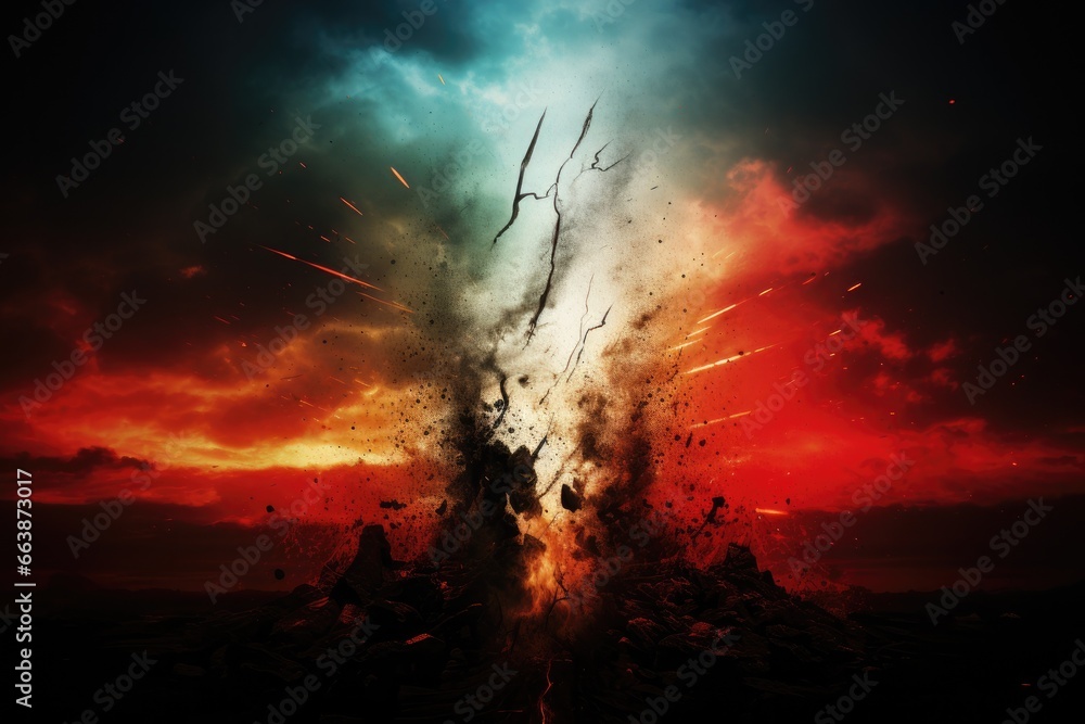 War scene concept. War scene concept. 2 opposing color conflict