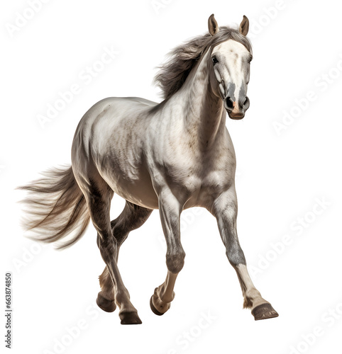 White horse standing with long mane, white horse galloping, white horse standing on transparent background