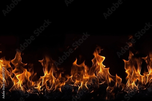 Fire flames on a black background © katobonsai