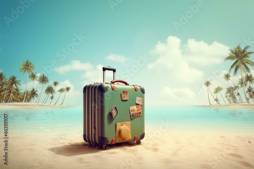 Suitcase heading towards vacation destination. Generative AI