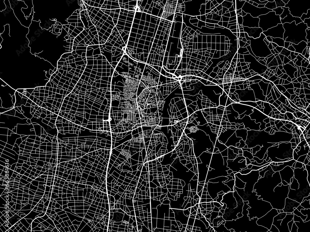 Vector road map of the city of Hanamaki in Japan with white roads on a black background. Vector road map of the city of Hanamaki in Japan with white roads on a black background.