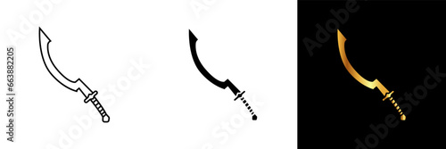 The Khopesh Sword icon embodies the ancient Egyptian curved blade known for its distinctive shape and historical significance.