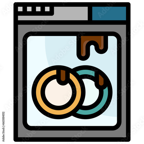 dishwasher filled outline icon,linear,outline,graphic,illustration