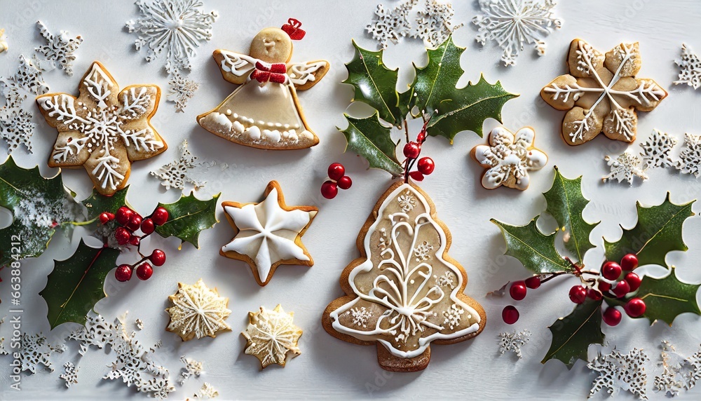 Fototapeta premium クリスマスイメージのかわいいアイシングクッキー