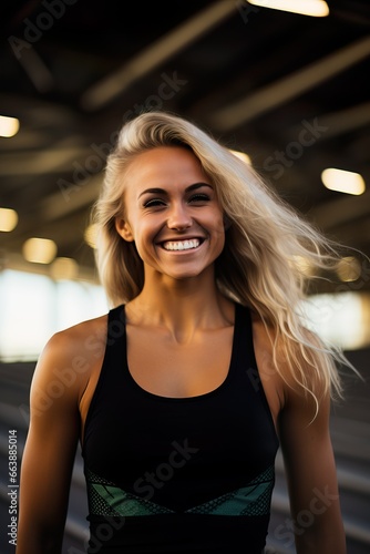 Smiling Young Female Blonde Athlete on Track