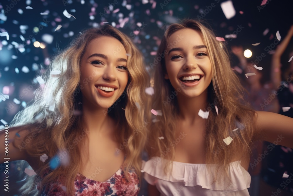 Two beautiful young women standing next to each other. Perfect for illustrating friendship, diversity, or teamwork. Two beautiful young women standing next to each other. Perfect for illustrating friendship, diversity, or teamwork.