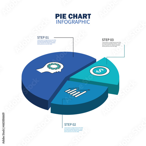 Isometric cycle diagram for infographics. Vector Pie chart with 3 parts, options. Can be used for graph, report, presentation