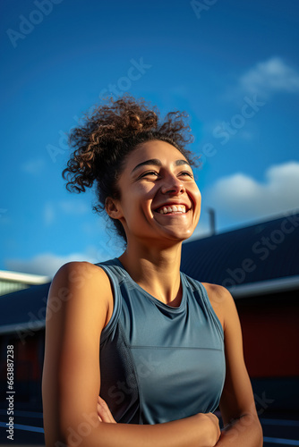 Smiling European Athlete on Track