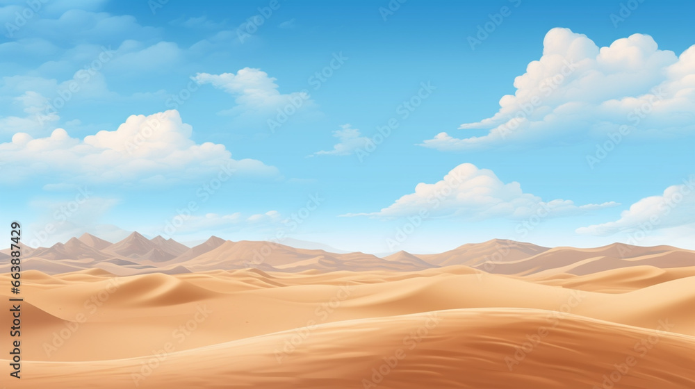 A dry desert surrounded by sand dunes with a clear sky.