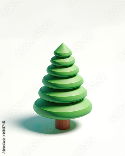 Layered Spiral Green Tree with Simplistic White Background