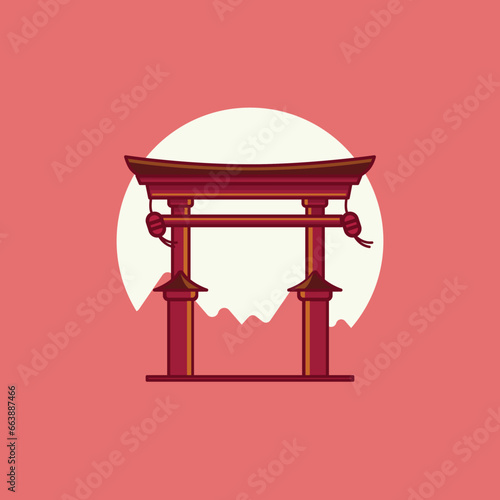 Chinese Gate Village Illustration Vector