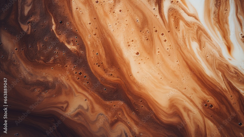 Cappuccino and milk foam close up view. Generative AI image. - obrazy, fototapety, plakaty 