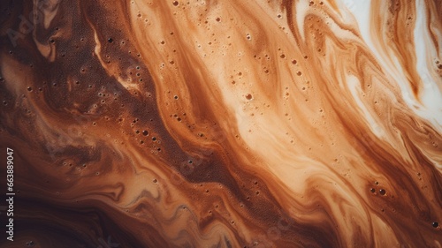 Fotografiet Cappuccino and milk foam close up view. Generative AI image.