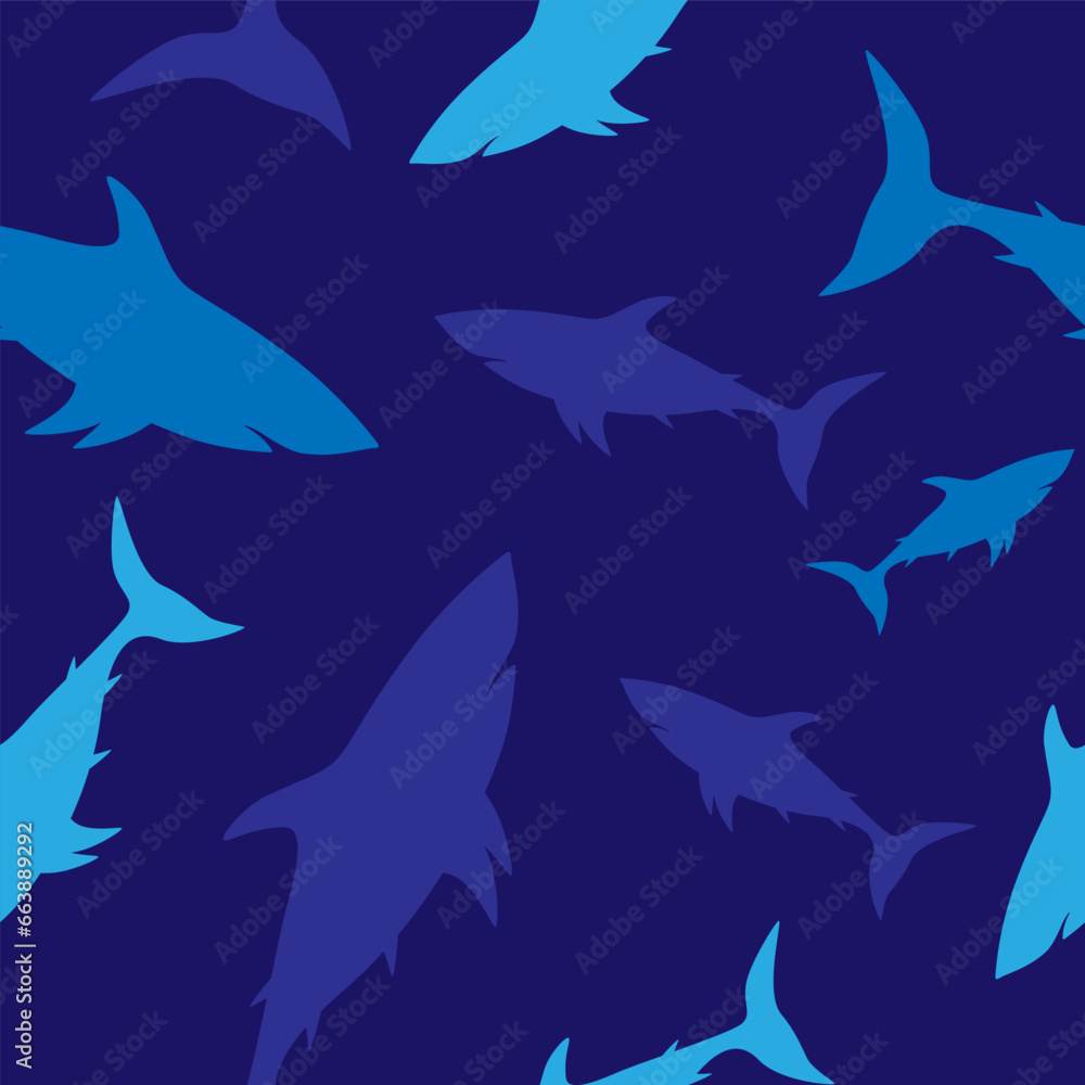 Shark silhouette seamless pattern. Vector illustration Shark silhouette seamless pattern. Vector illustration