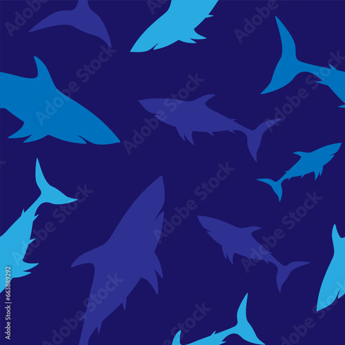 Shark silhouette seamless pattern. Vector illustration