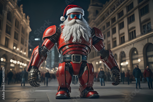 Artificial intelligence robot with santa hat 