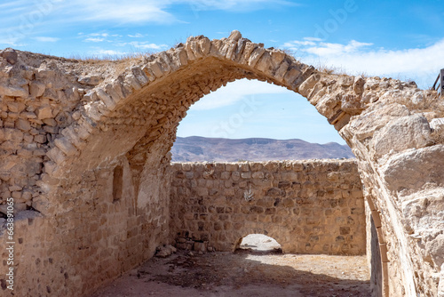 ancient Crusader Castle of Kerak, Jordan. The famous Crusader stronghold and later Mamluk fortress on the King's Highway, is an impressive example of military architecture in Jordan. photo
